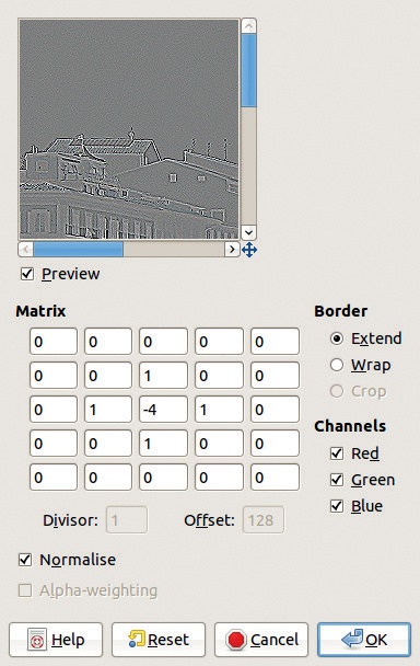 The Convolution Matrix dialog