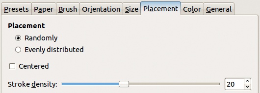 The GIMPressionist dialog, Placement tab