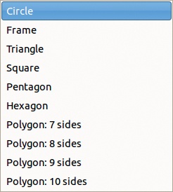 Shapes available for Spyrogimp