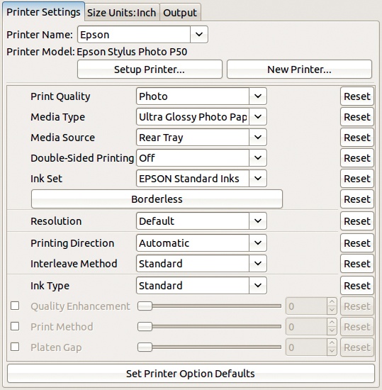 The options that appear on the Printer Settings tab depend on your printer.