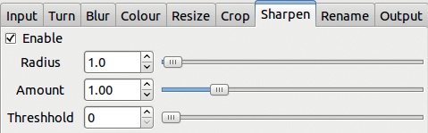 The DBP dialog, Sharpen tab