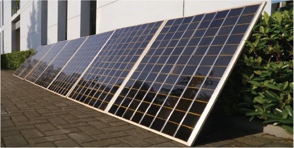 Figure shows lamination of the modules in order to fabricate the first perovskite solar panel with 7 m square active area.