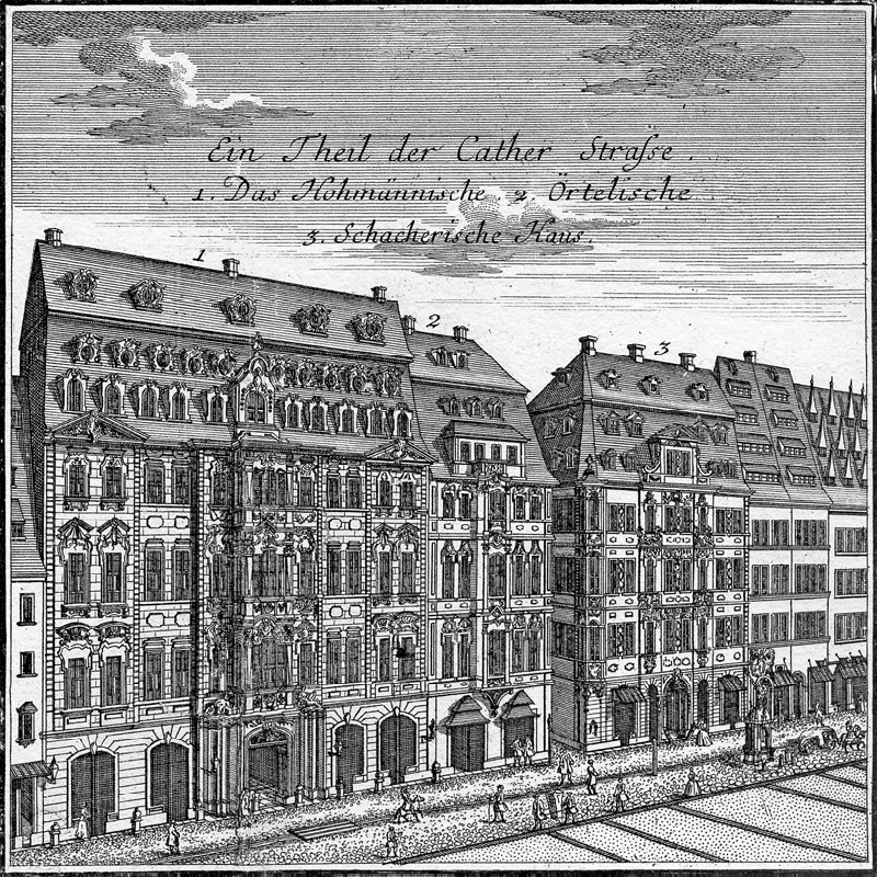 Il caffè Zimmermann, indicato con 2. Örtelische in riferimento al proprietario, Theodor Örtel, che l’acquistò nel 1727.