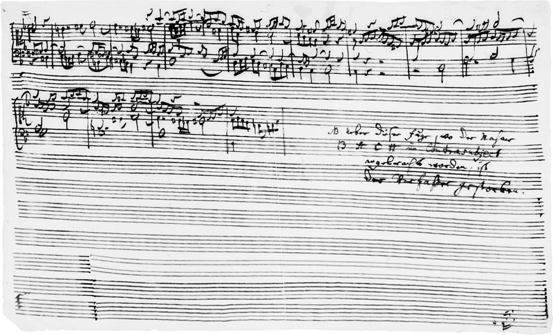 Fuga a tre soggetti (BWV 1080/19). «Mentre lavorava a questa fuga, in cui nel controsoggetto appare il nome BACH, l’autore morí» (C. P. E. Bach, circa 1780).