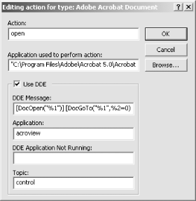 Adding an Acrobat command to the PDF Open action using DDE