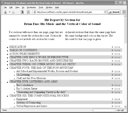 hit_report showing hits by topic