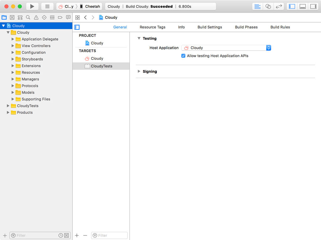 The Cloudy project should now have two targets.
