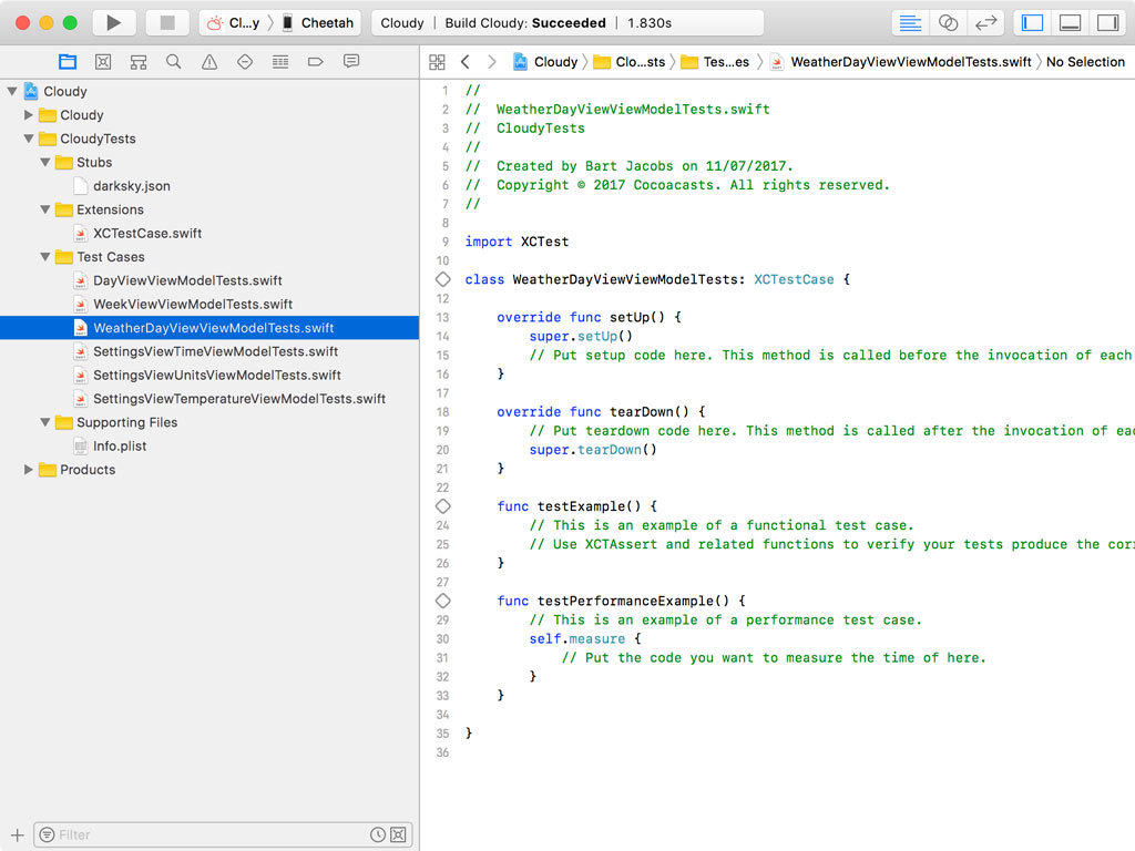 Creating WeatherDayViewViewModelTests.swift