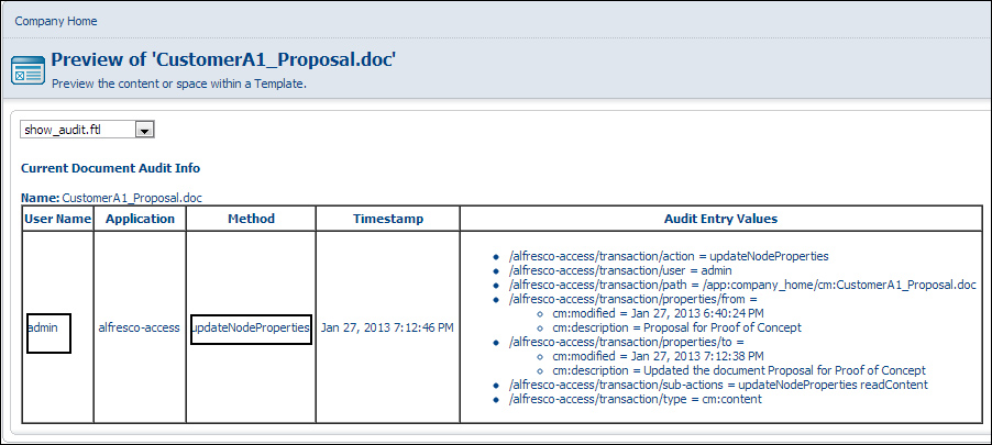 View audit trail