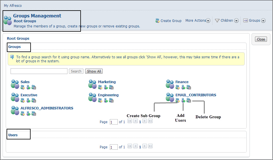 Creating groups and subgroups