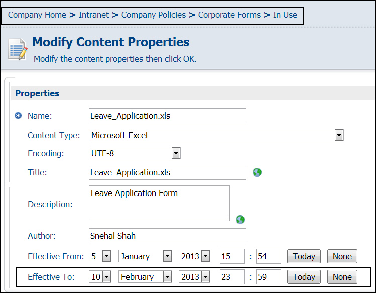 Setting up the Corporate Forms Space