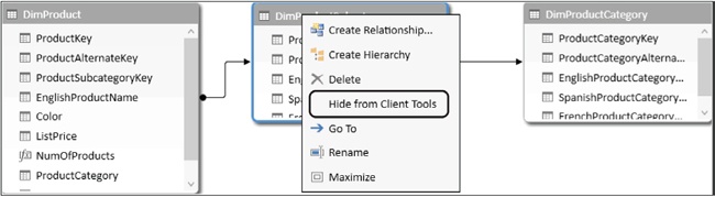 Technical tables should be hidden using the Hide From Client Tools function.