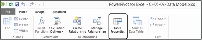 The Table Properties button lets you modify the properties of a table.