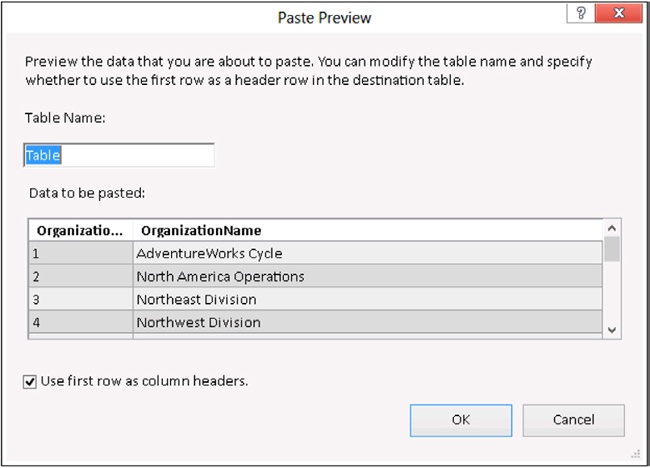 The Paste Preview dialog box is shown before you can paste data from the Clipboard.