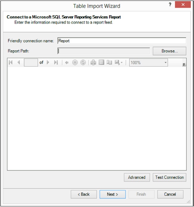 Here, you can see Table Import Wizard importing data from a report.