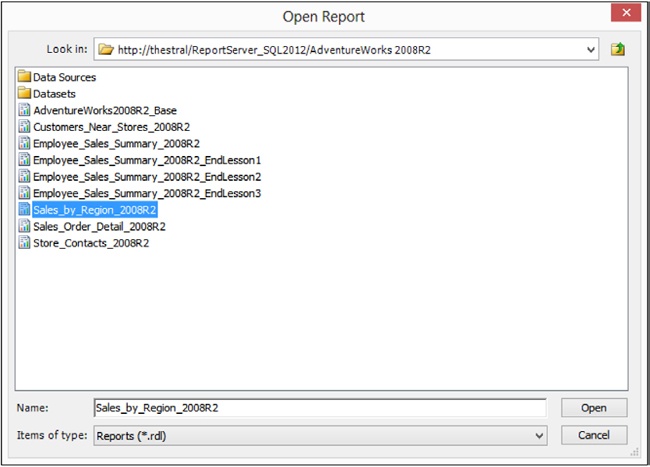 You can select a report from a list of available reports in Reporting Services.