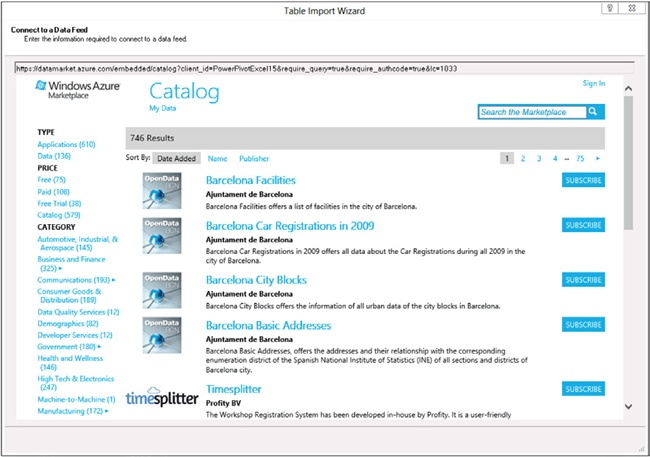 The Azure Marketplace offers many interesting datasets to use in your models.