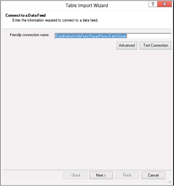 You can change only the friendly connection name from this step of the Table Import Wizard.