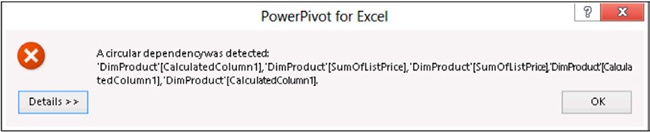 Adding a new CALCULATE on the same table raises an error.