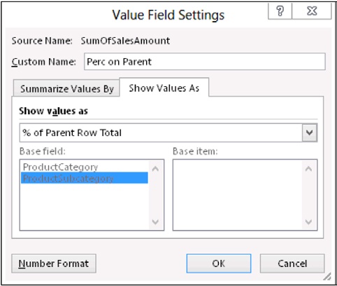 The Value Field Settings window lets you modify the way a field is shown in the PivotTable.