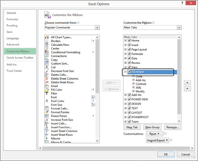 The Excel Options dialog box lets you modify most Excel behaviors.