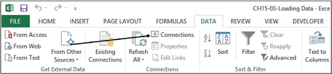 The Connections button is useful to see the data connections of the workbook.