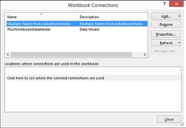 There are two connections in the workbook, even though we created only one.