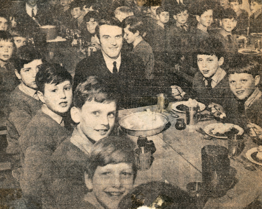 Dotheboys Hall: Lunch at Ashdown House circa 1966. NC is seated second from front. The menu appears to be mince and mashed potato, a recurring treat.