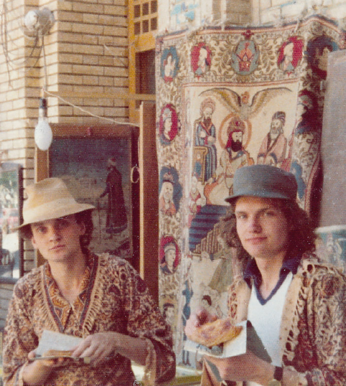 NC and John Scott in the Grand Bazaar, Isfahan, during a gap year trip. The ethnic shirts smelt like dead cat.