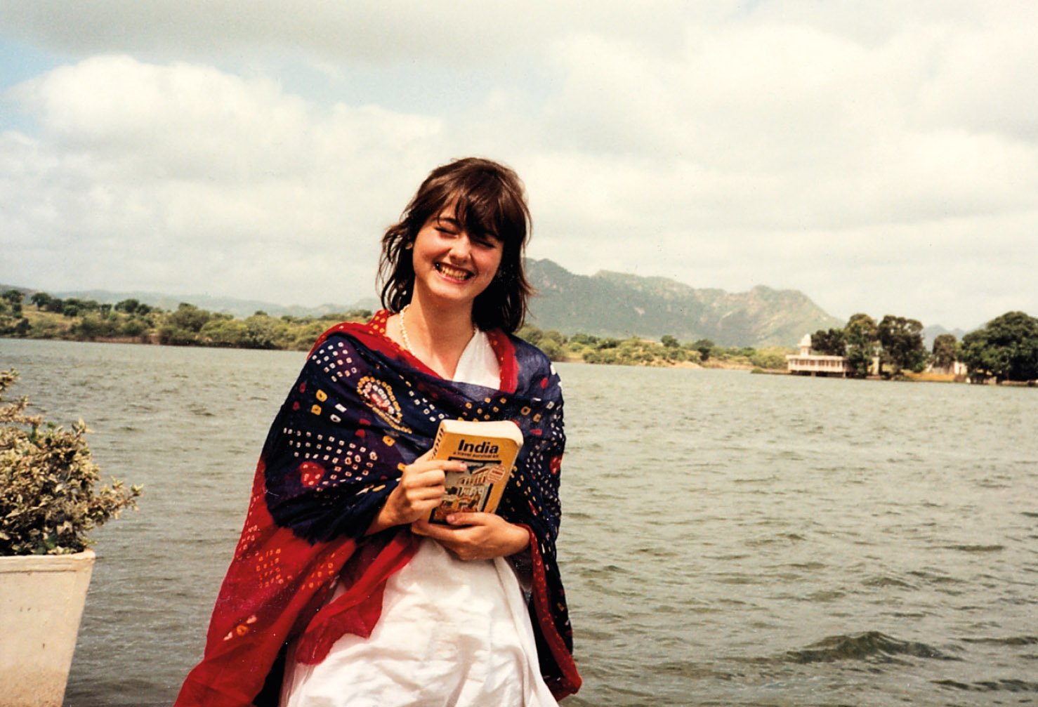 Georgia, aged 18, backpacking around Rajasthan and being stalked by NC. Photographed at the Lake Palace, Udaipur.