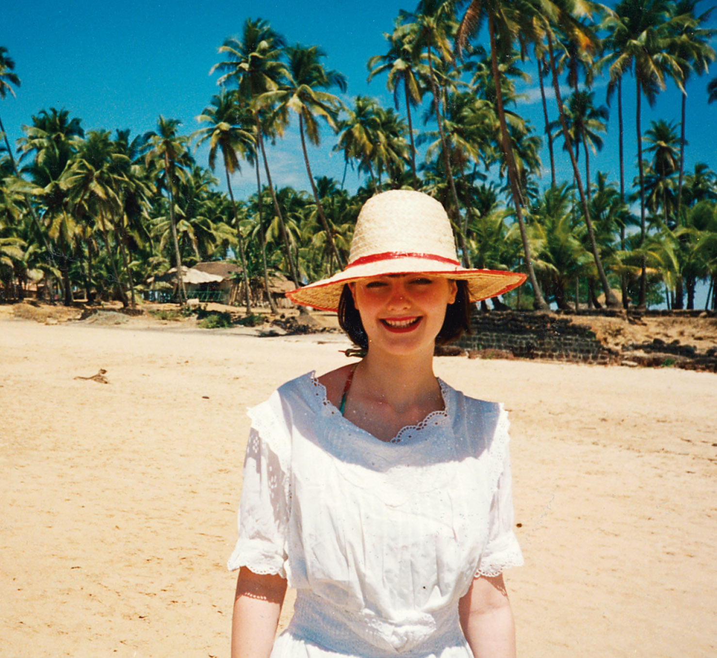 Georgia on Anjuna Beach, Goa, not long after she and NC were married. Photographs of Georgia on beaches in direct sunshine are rare. She has an English rose aversion to sunbathing.