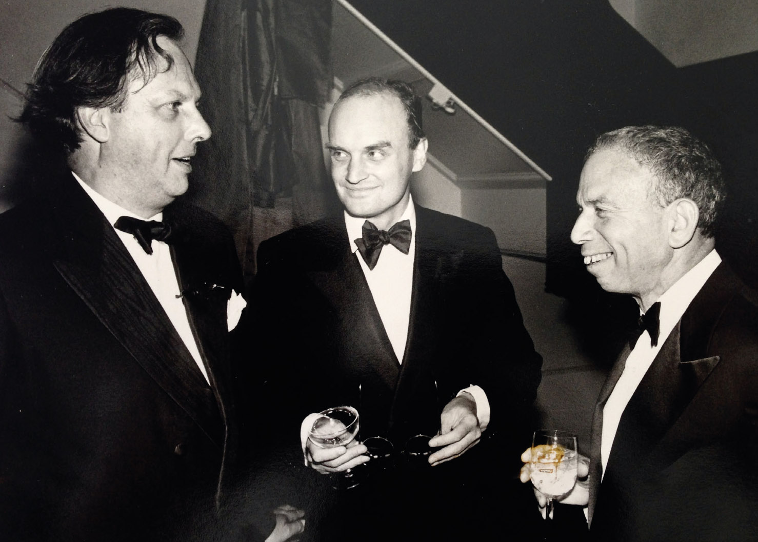 Graydon Carter, Vanity Fair Editor-in-Chief, NC and S.I. Newhouse Jr, Chairman and proprietor of Condé Nast Inc., photographed at a Vanity Fair party, Manhattan, 1992. NC had flown to New York that day on Concorde, it is 5 a.m. London time to him.