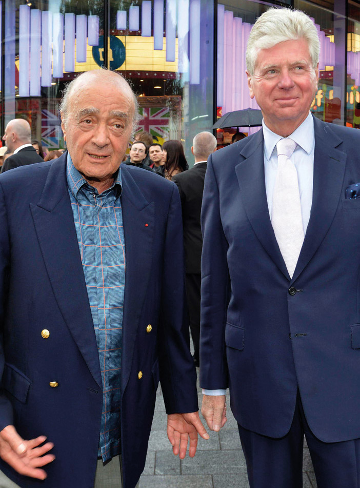 Harrods owner Mohammed Al-Fayed with his Director of Public Affairs, Michael Cole.