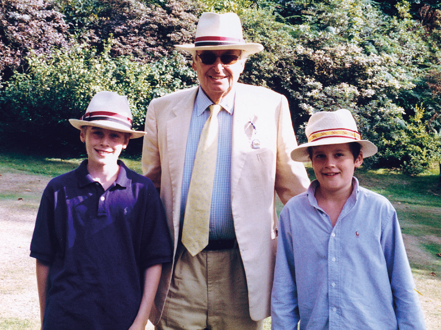 David Coleridge, centre, with his two eldest grandchildren, Alexander and Freddie, heading to Goodwood Racecourse. Glorious Goodwood was an annual fixture.