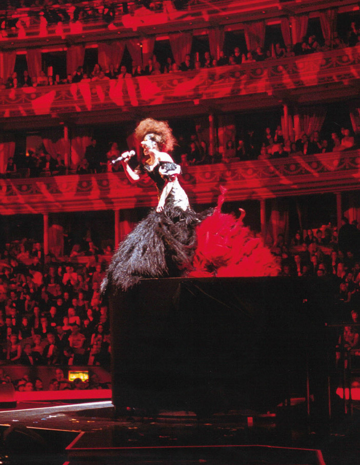 Fashion Rocks: BjÖrk performs ‘Bachelorette’ in the Albert Hall. The show was described as ‘the biggest night of fashion, rock and royalty ever seen, anywhere in the world’. Photograph by Mary McCartney.