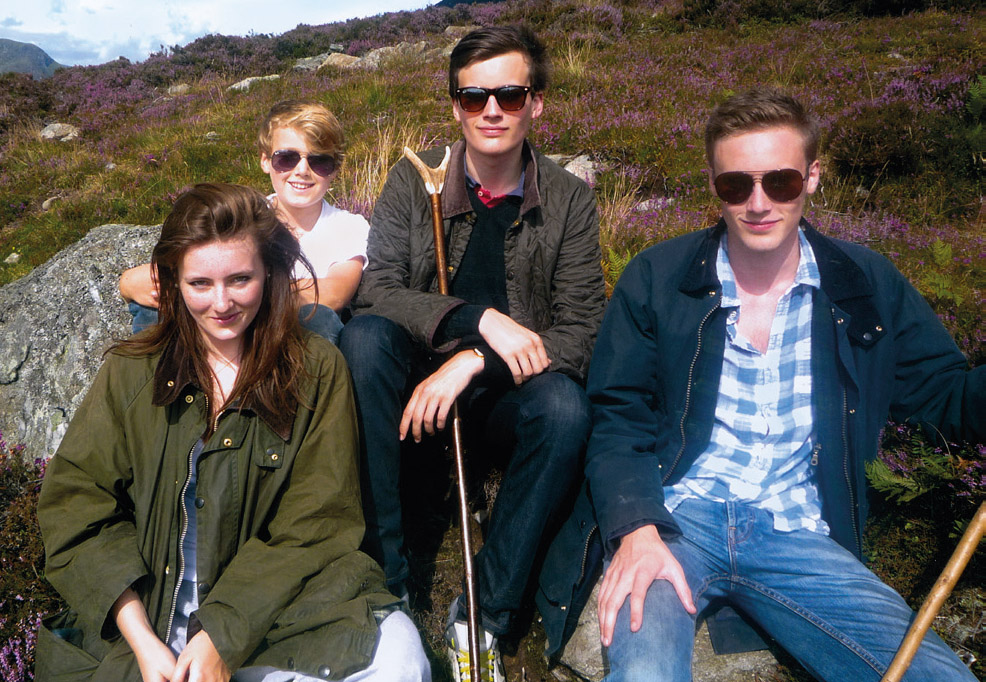 At the top of Glen Clova and Glen Muick. Sophie, Tommy, Freddie and Alexander Coleridge, near Forfar, Angus. The walk to the summit was led by James Stourton.