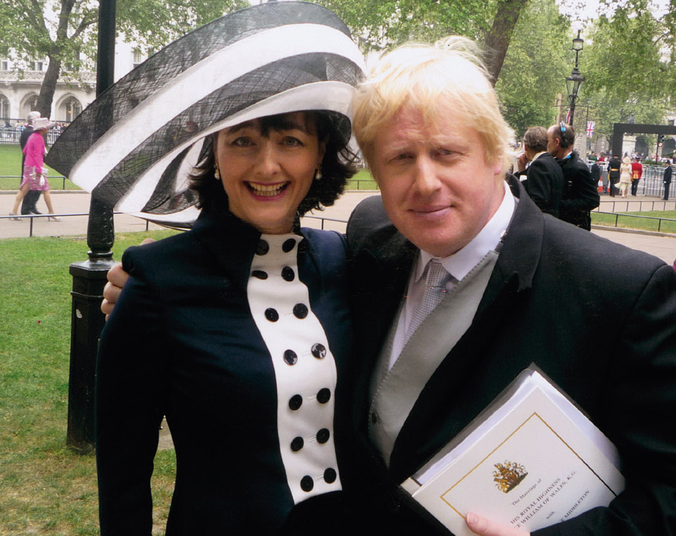 Georgia with Boris Johnson, Mayor of London, at the wedding of the Duke and Duchess of Cambridge, Westminster Abbey, 2011.