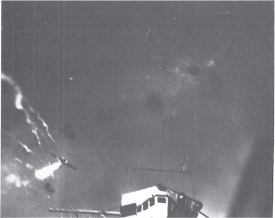 A Shōkaku Type 99 carrier bomber, believed to be PO2c Iida Yoshihiro’s, an instant before