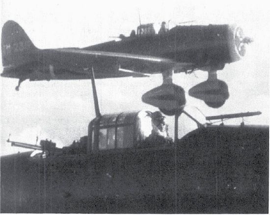 After bombing the Enterprise, PO1c Akimoto Tamotsu, pilot of Shōkaku Type 99 carrier