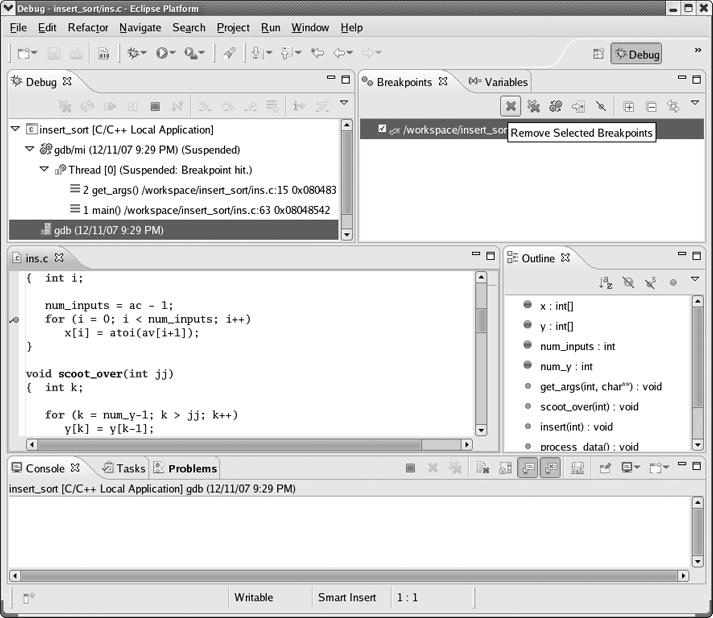 Removing a breakpoint in Eclipse