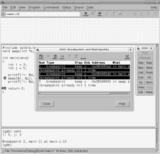 Deleting/disabling/enabling multiple breakpoints in DDD