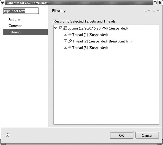 Setting a thread-specific breakpoint in Eclipse