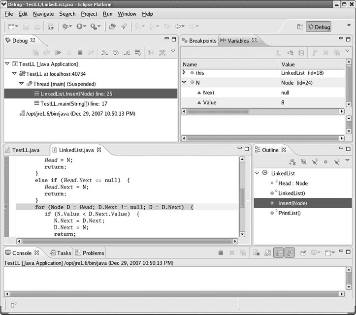 Java debugging in Eclipse