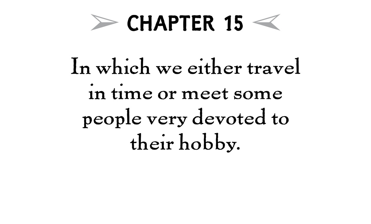 Chapter 15 In which we either travel in time or meet some people very devoted to their hobby.