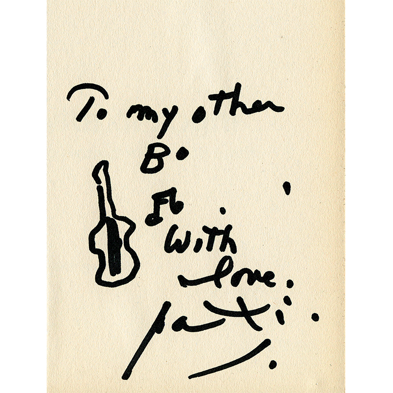 La dedica autografa di Patti Smith a Dori nel libro allegato al dvd del suo documentario Dream of Life.