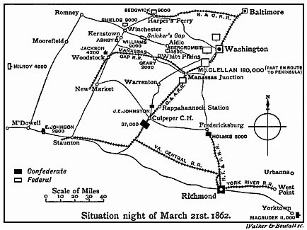 The situation on the night of March 21st, 1862.