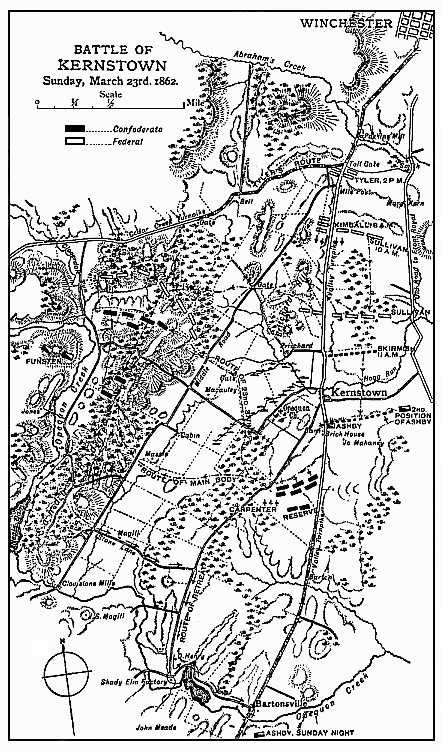 Map of the Battle of Kernstown, Sunday, March 23rd, 1862.