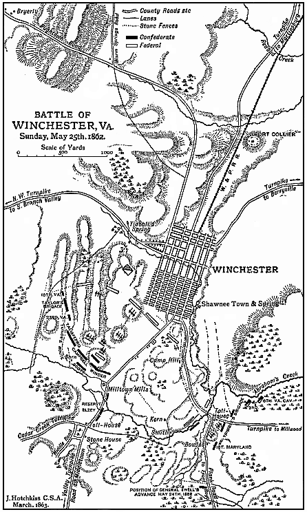 Map of the Battle of Winchester, Va., Sunday, May 25th, 1862.