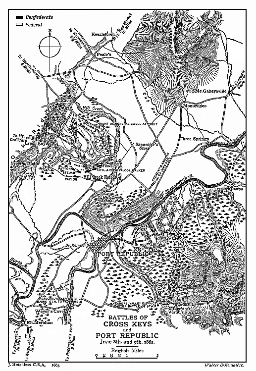 Map of the Battles of Cross Keys and Port Republic, June 8th and 9th, 1862.