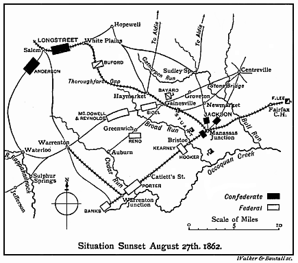 Situation at Sunset, August 27th, 1862.